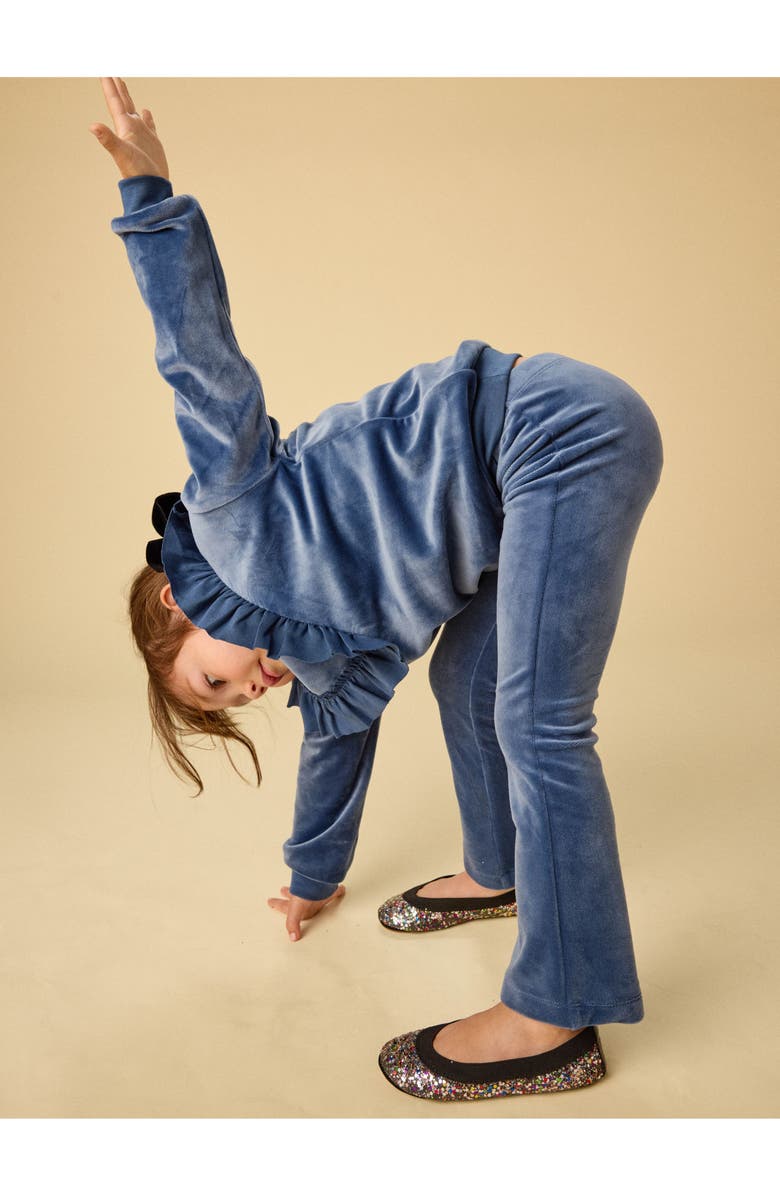 Tea Collection Very Velour Flare Pants, Alternate, color, Naval Blue