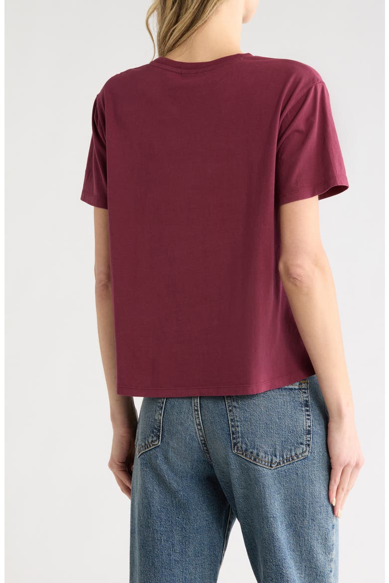 Short Sleeve Pleated Cotton T-Shirt, Alternate, color, BURGUNDY BANNER