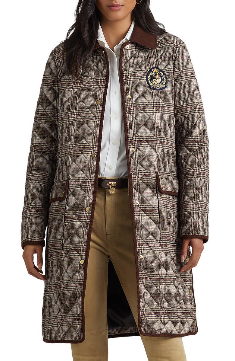 Lauren Ralph Lauren Quilted Snap Front Jacket, Main, color, Heritage Plaid