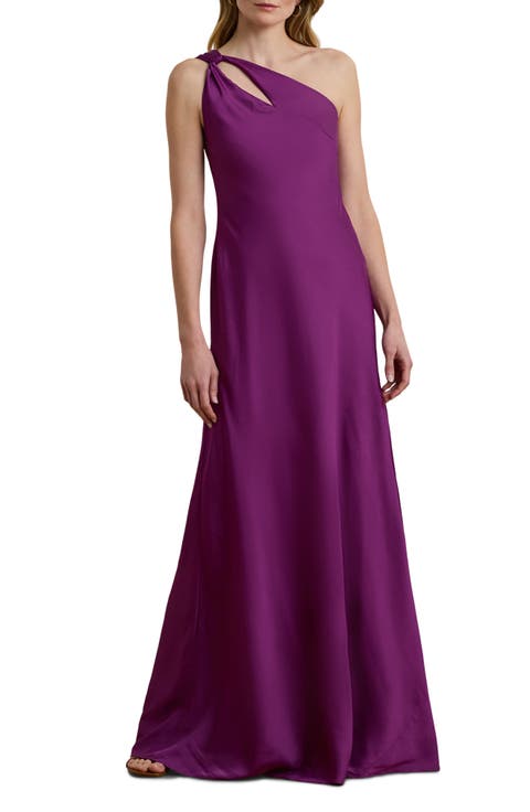 Cutout One-Shoulder Charmeuse Gown