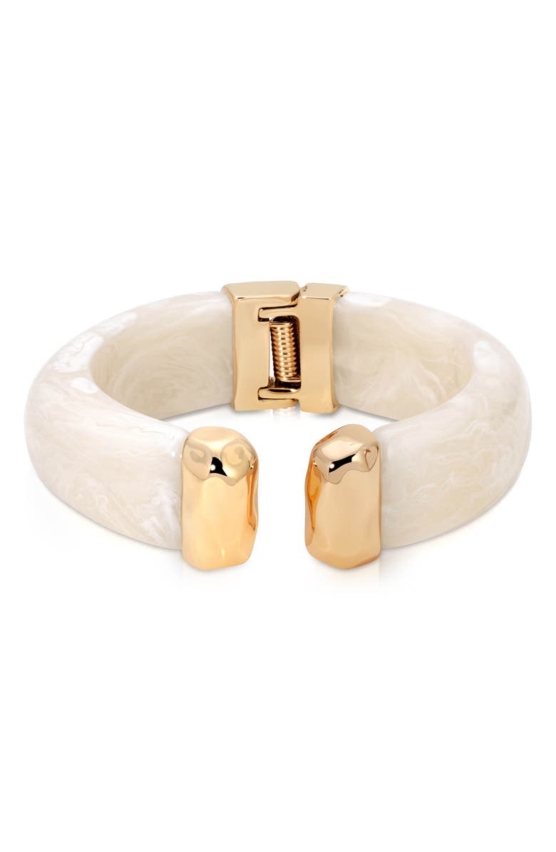 Ettika Carved Relic Cuff Bracelet, Main, color, Bone