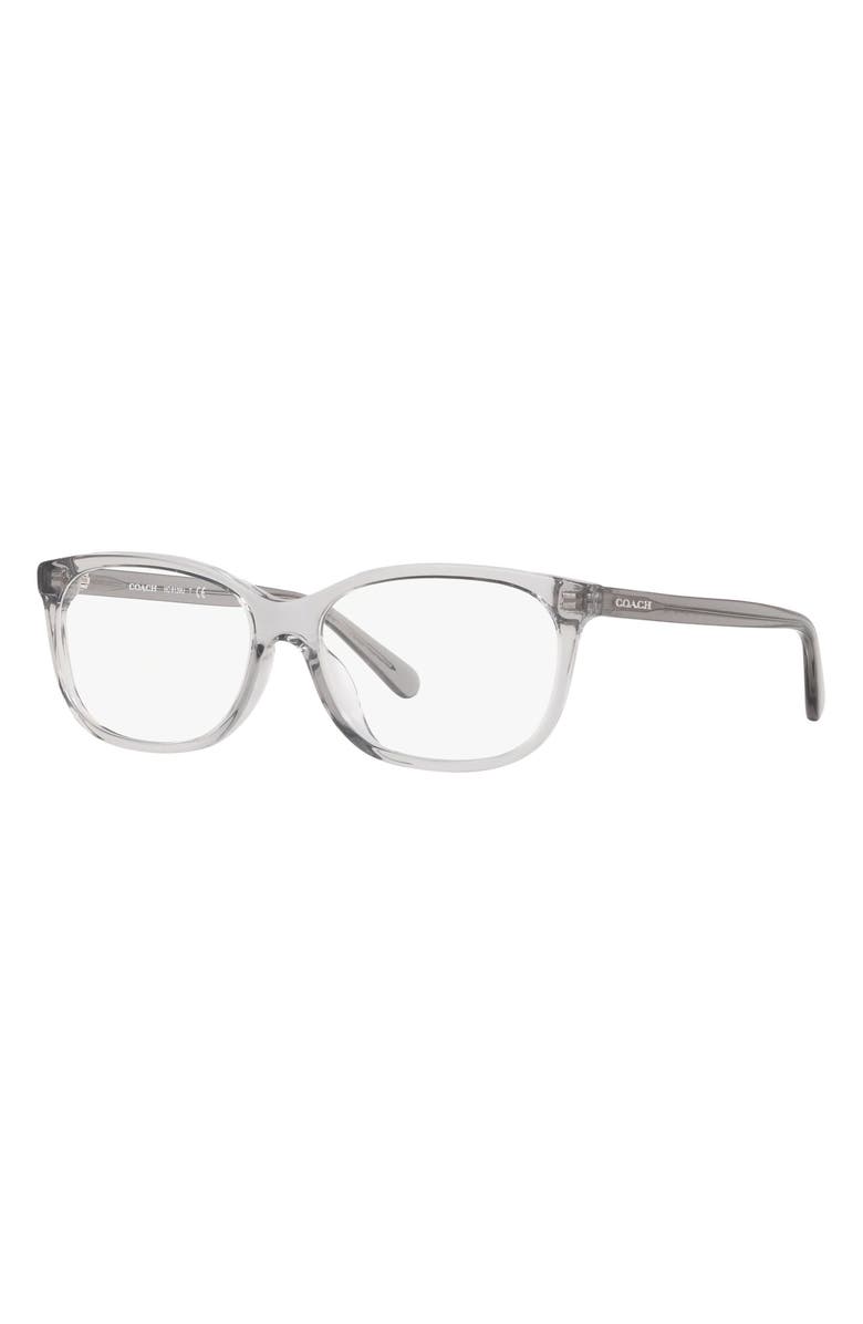 COACH 53mm Rectangular Optical Glasses, Alternate, color, Trans Grey