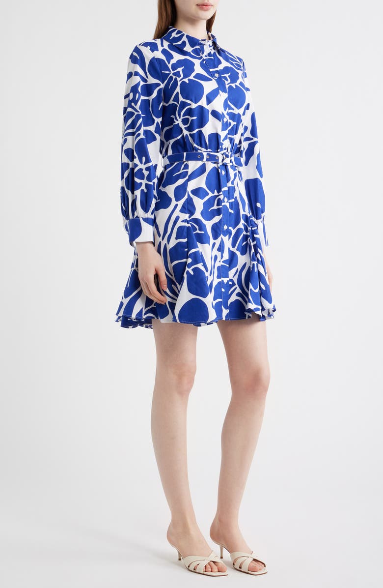 CeCe Belted Long Sleeve Cotton Shirtdress, Alternate, color, White