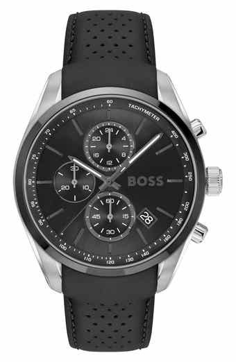 BOSS Grand Prix Leather Strap Watch, 44.5mm