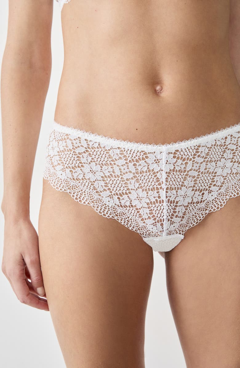 Etam Souffle Lace Briefs, Alternate, color, Ecru
