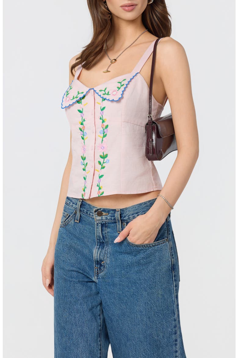Shayna Floral Embroidered Button-Up Top, Alternate, color, PINK