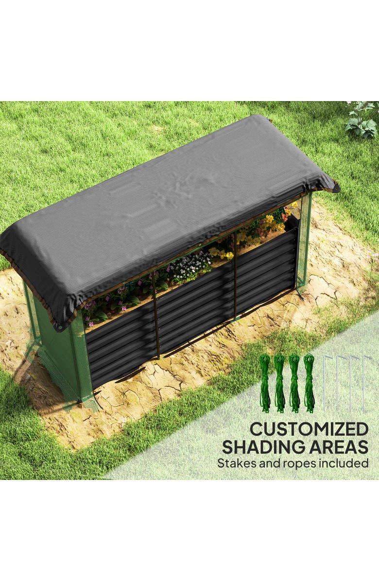 Outsunny Raised with Crop Cage Plant Protection Net and Shade Cloth Roof,  Garden Bed, Alternate, color, Dark Gray