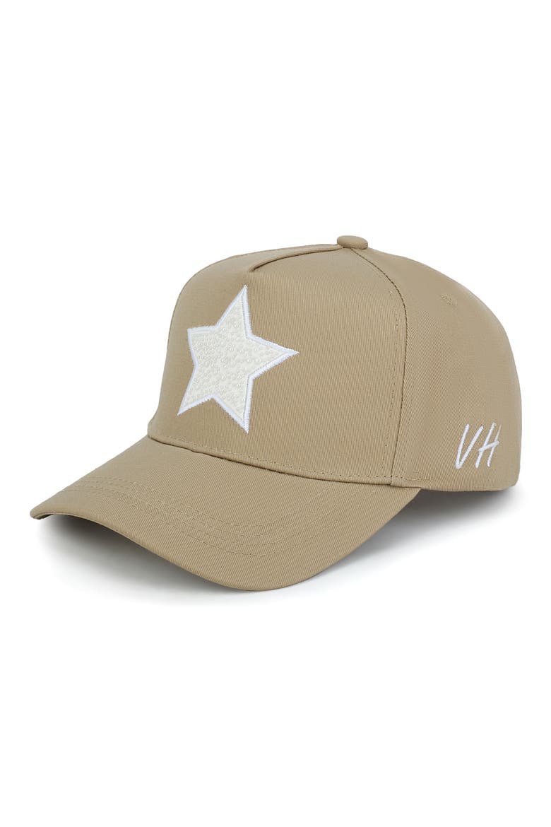 Faux Pearl Star Patch Baseball Cap, Alternate, color, KHAKI/ PEARL