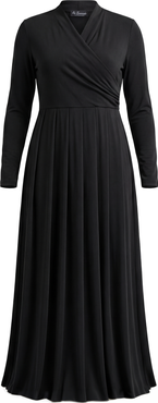La Enceinte Maternity Mock Wrap Long Sleeve Pleated Maxi Dress