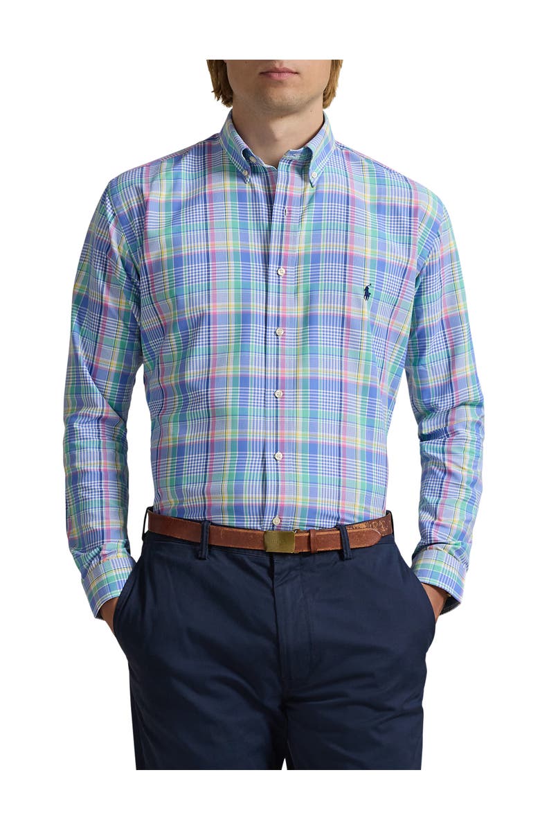 Polo Ralph Lauren Big & Tall Performance Oxford Sport Shirt, Main, color, Seafoam Multi