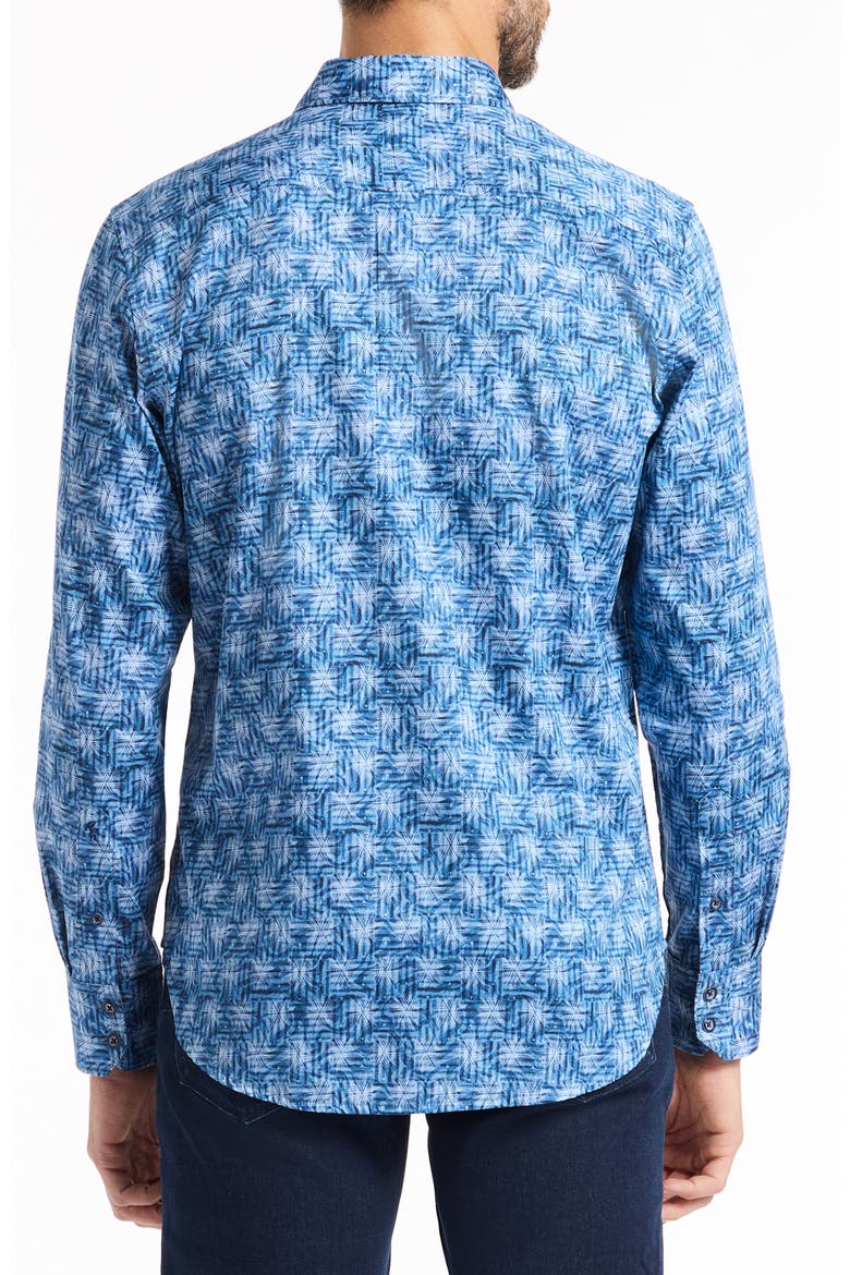 Warlow Cotton Button-Up Shirt, Alternate, color, BLUE