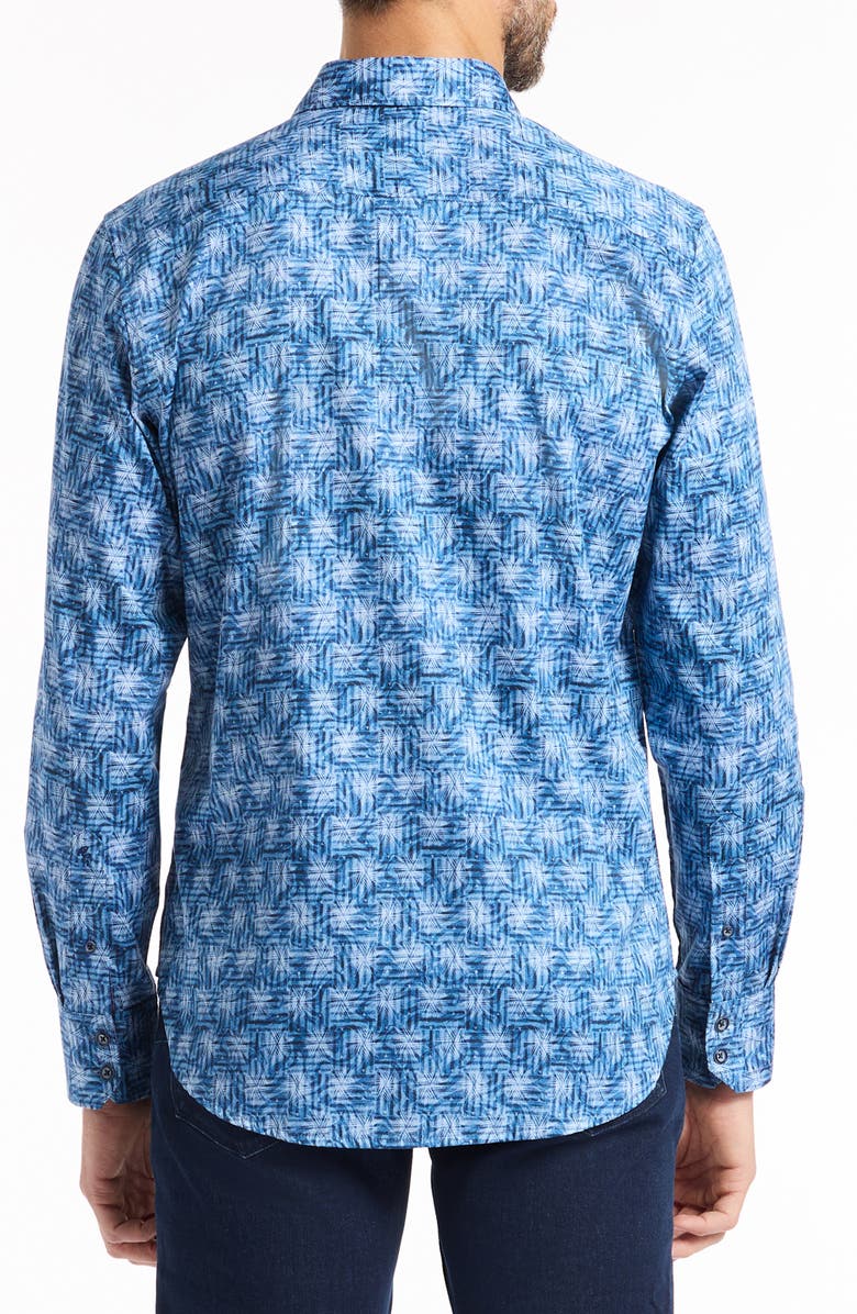 Robert Graham Warlow Cotton Button-Up Shirt, Alternate, color, Blue