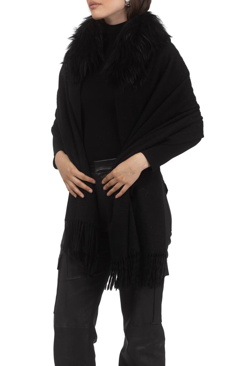 GORSKI Select Cashmere Stole with Select Lamb Collar, Alternate, color, Black