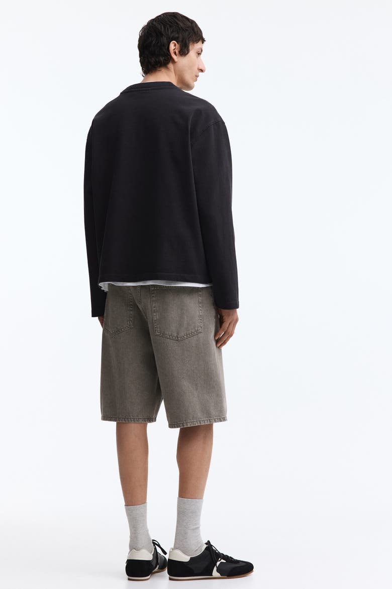 Relaxed Denim Shorts, Alternate, color, Beige
