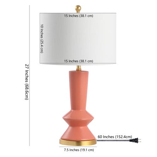 Jonathan Y Ziggy Ceramic/iron Contemporary Glam Led Table Lamp In Coral/brass Gold
