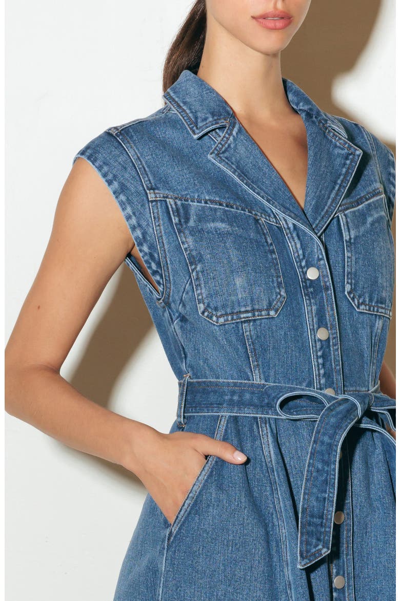 Tie Belt Denim Midi Dress, Alternate, color, MEDIUM DENIM