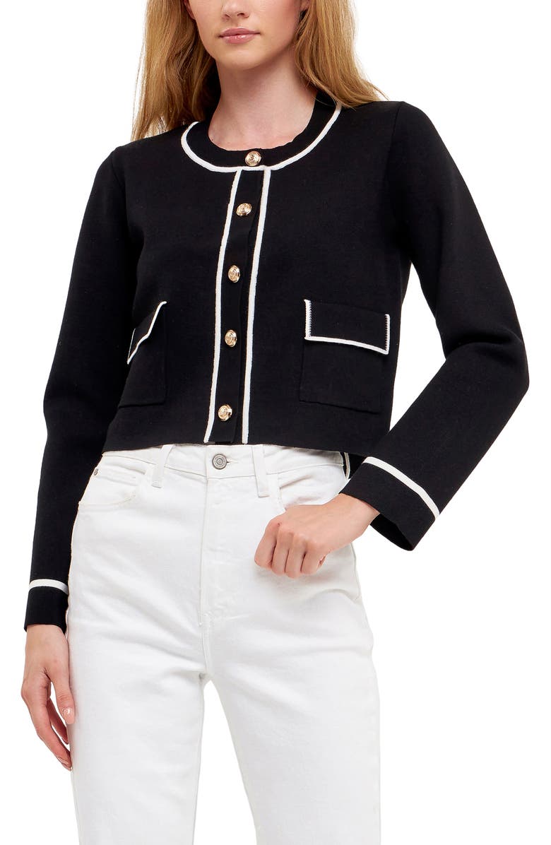 English Factory Contrast Detail Cardigan, Main, color,