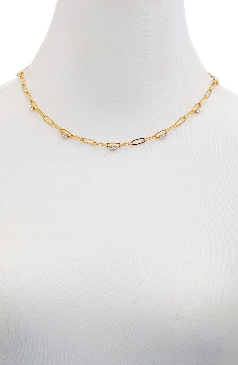 Vince Camuto Crystal Station Paper Clip Chain Necklace, Alternate, color,