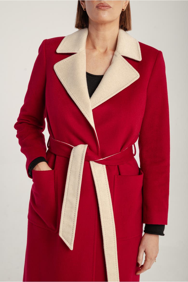 Cashmere Belted Wrap Coat, Alternate, color, V2_bordeaux_cream
