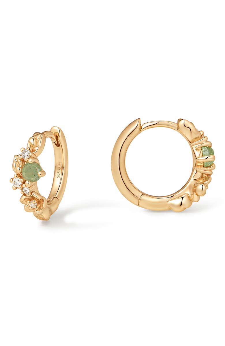 MADE BY MARY Lumi Flora Hoop Earrings, Main, color, Gold Vermeil/Green
