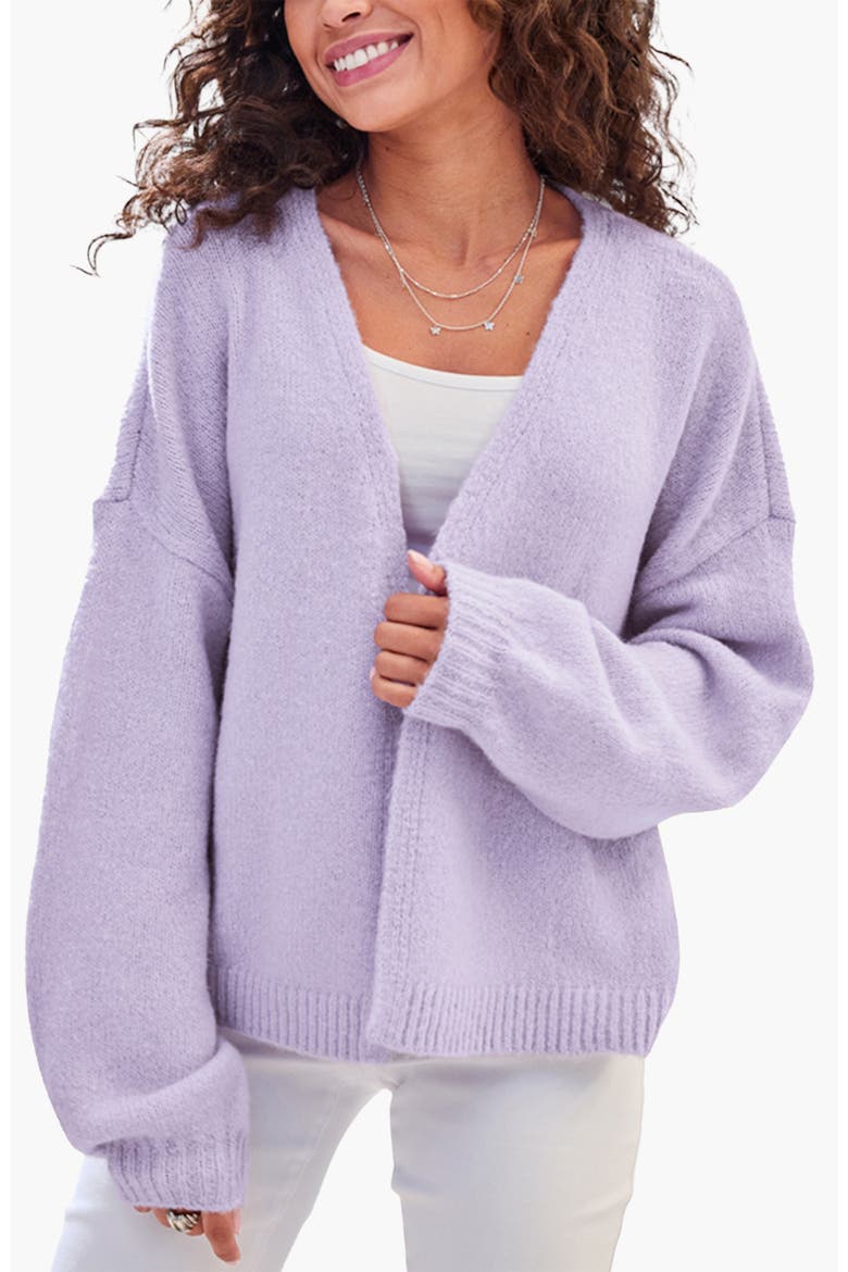 Cozy Open Front Cardigan, Main, color, Lilac