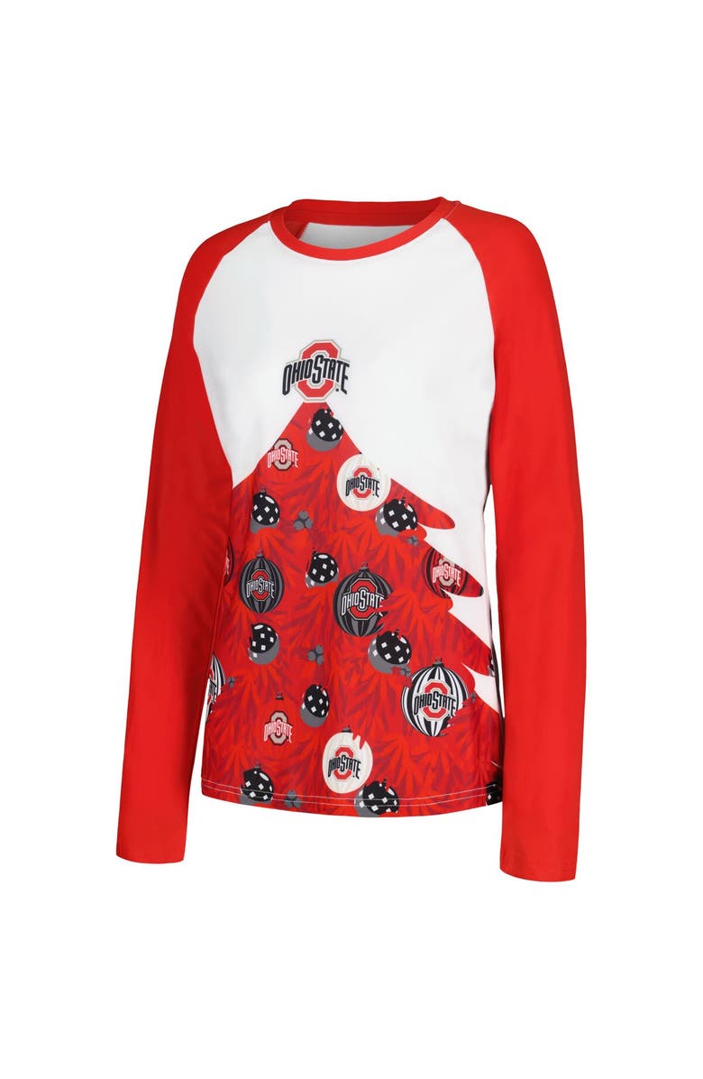 CONCEPTS SPORT Women's Concepts Sport Scarlet Ohio State Buckeyes Tinsel Ugly Sweater Long Sleeve T-Shirt & Pants Sleep Set, Alternate, color, Scarlet