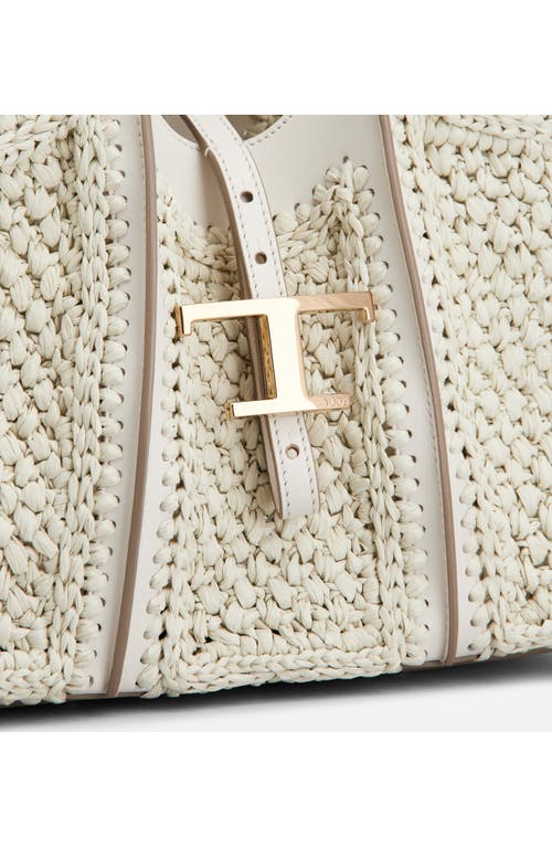 Tod's Mini T Timeless Crochet Raffia & Leather Shopping Bag