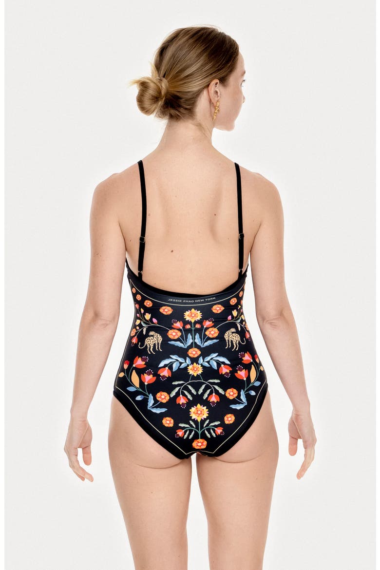 Night Imagination Reversible V-Neck One-Piece Swimsuit, Alternate, color, Black