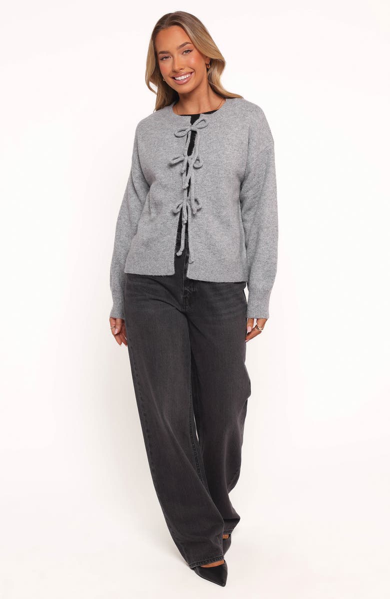 Petal & Pup Neri Bow Tie Front Cardigan, Alternate, color, Grey