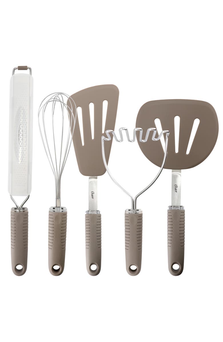 OSTER Newcrest 5 Piece Prep and Cook Kitchen Tool Set, Main, color, Taupe