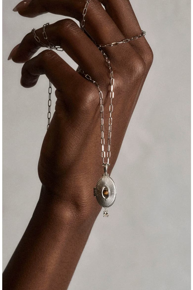 Lovers Eye Locket Necklace, Main, color, METALLIC GOLD