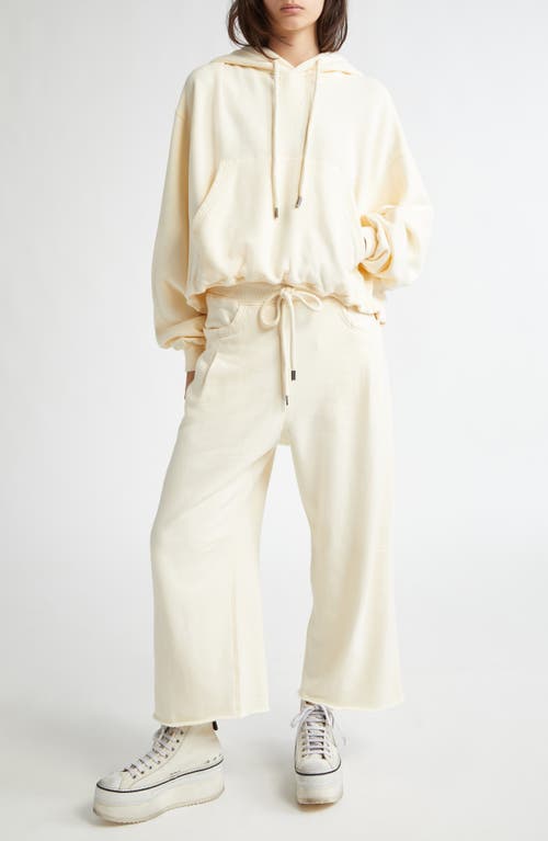 R13 Balloon Bubble Hem Cotton Fleece Hoodie In Neutral
