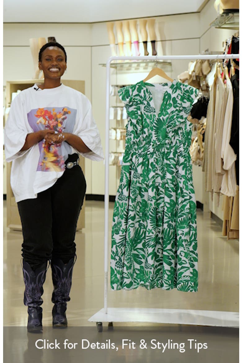 Masey Tropical Print Ruffle Midi Dress video