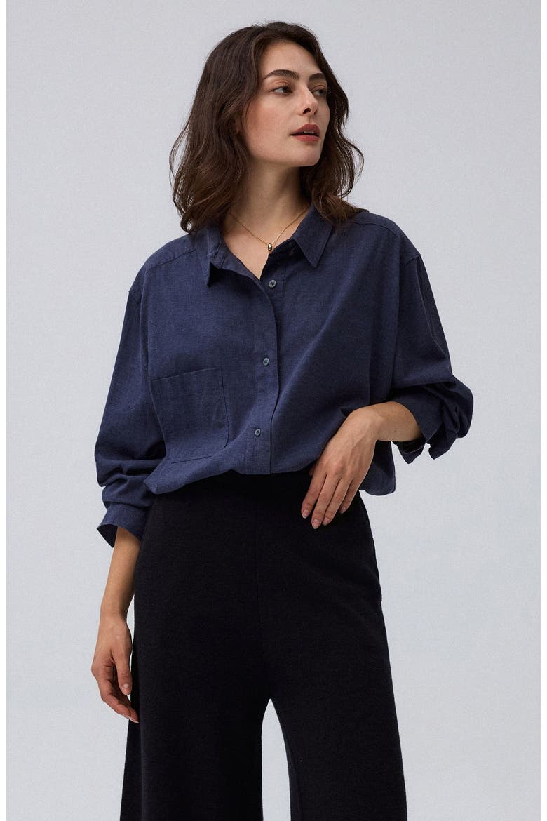 Lyricist Oversized Shirt, Alternate, color, indigo blue