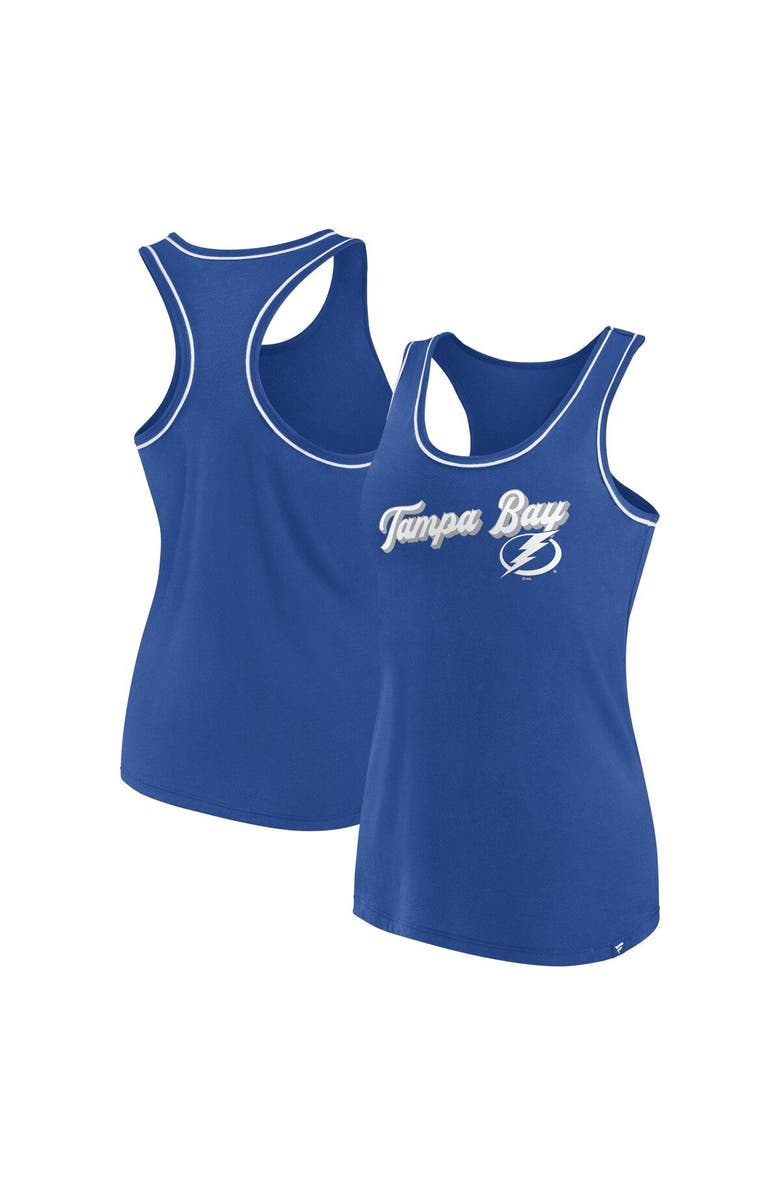FANATICS Women's Fanatics Branded Royal Tampa Bay Lightning Wordmark Logo Racerback Scoop Neck Tank Top, Main, color,