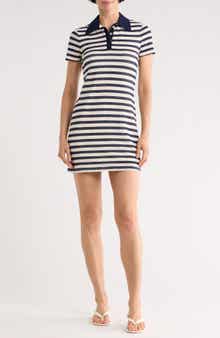 Ramy Brook Elin Stripe Short Sleeve Polo Dress