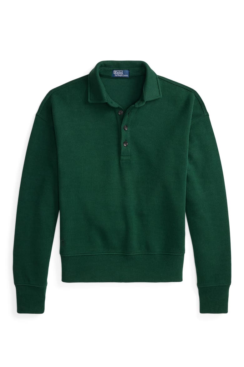 Sueded Heritage Rib Knit Button Pullover, Alternate, color, GREEN
