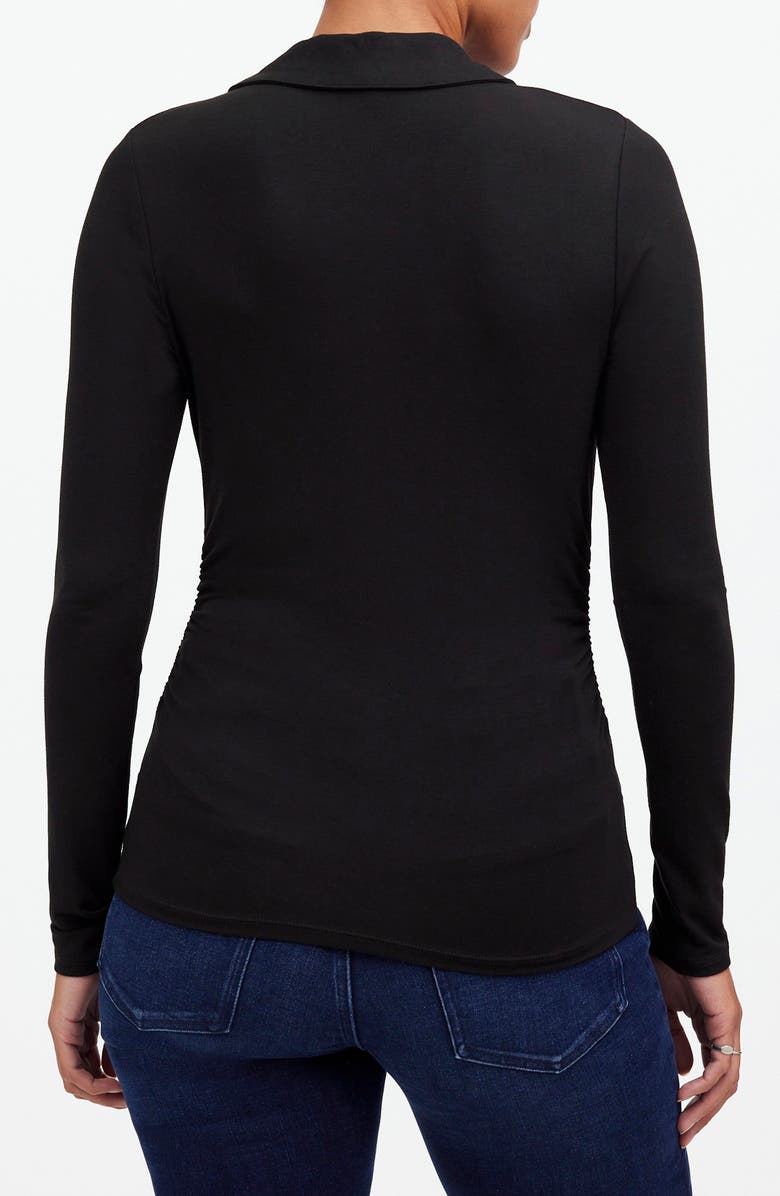 Madewell Side Cinch Long Sleeve Polo Top, Alternate, color, Jet Black