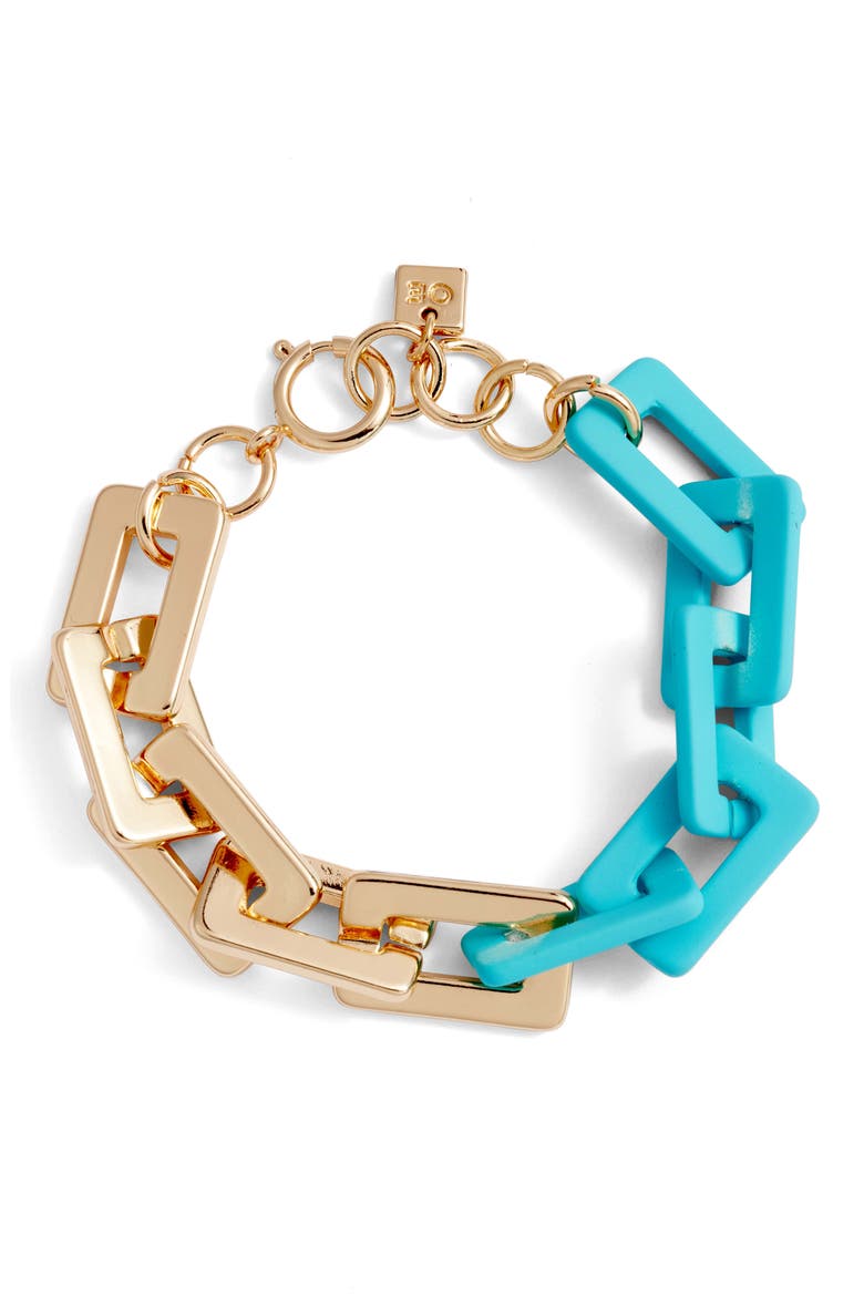 Bold Link Bracelet, Main, color, TEAL- GOLD