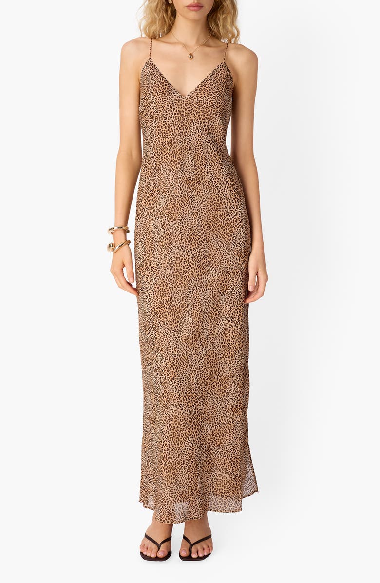 CAMI NYC Raven Leopard Print Silk Chiffon Dress, Main, color, Leopard