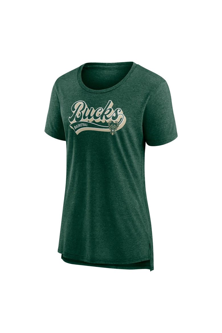 Women's Fanatics Branded Hunter Green Milwaukee Bucks League Leader Tri-Blend T-Shirt, Alternate, color, Hunter Green