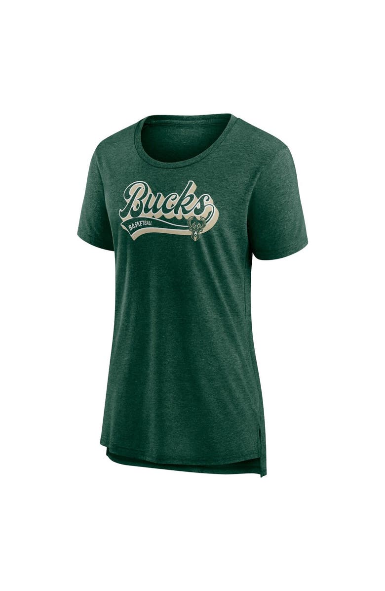FANATICS Women's Fanatics Branded Hunter Green Milwaukee Bucks League Leader Tri-Blend T-Shirt, Alternate, color, Hunter Green