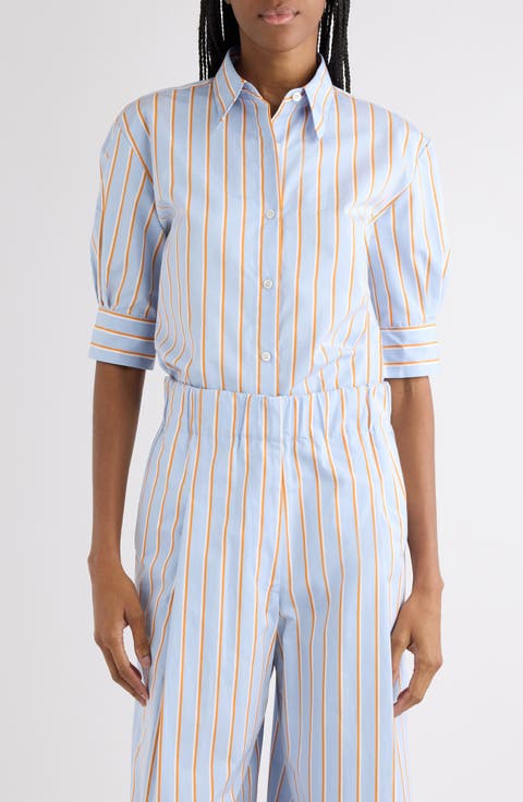 Celindo Super Compact Stripe Oversize Supima® Cotton Poplin Button-Up Shirt
