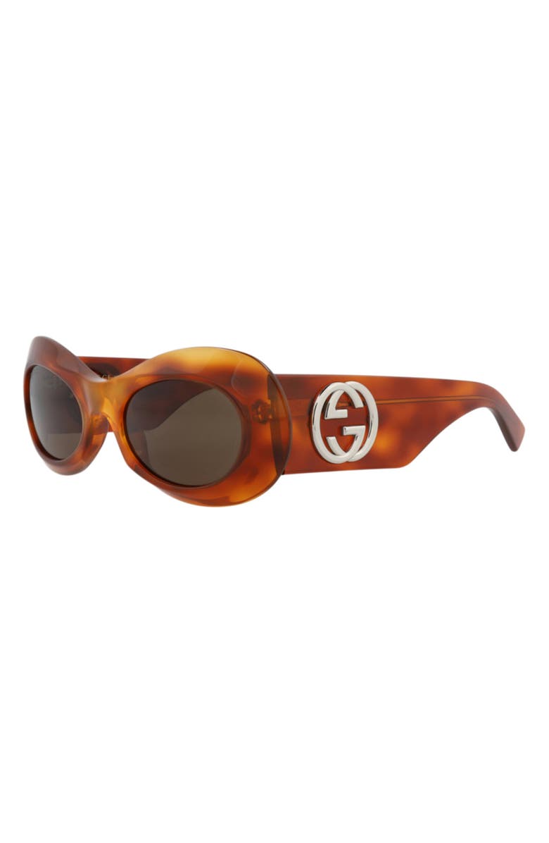 Gucci 51mm Oval Sunglasses, Alternate, color, Havana Havana Brown