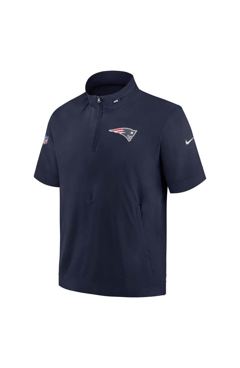 Nike Men's Nike Navy New England Patriots Sideline Coach Short Sleeve Hoodie Quarter-Zip Jacket, Alternate, color, Navy