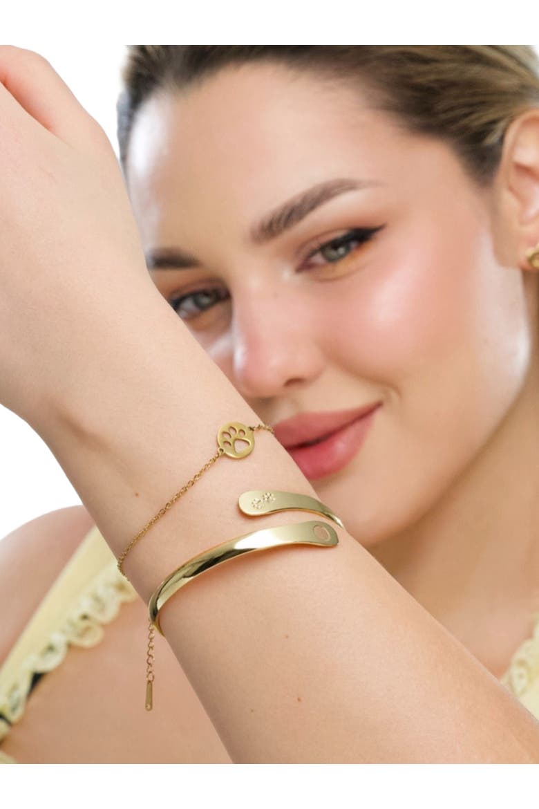 LoveyPaws Link Charm Paw Print  Bracelet, Alternate, color, Gold