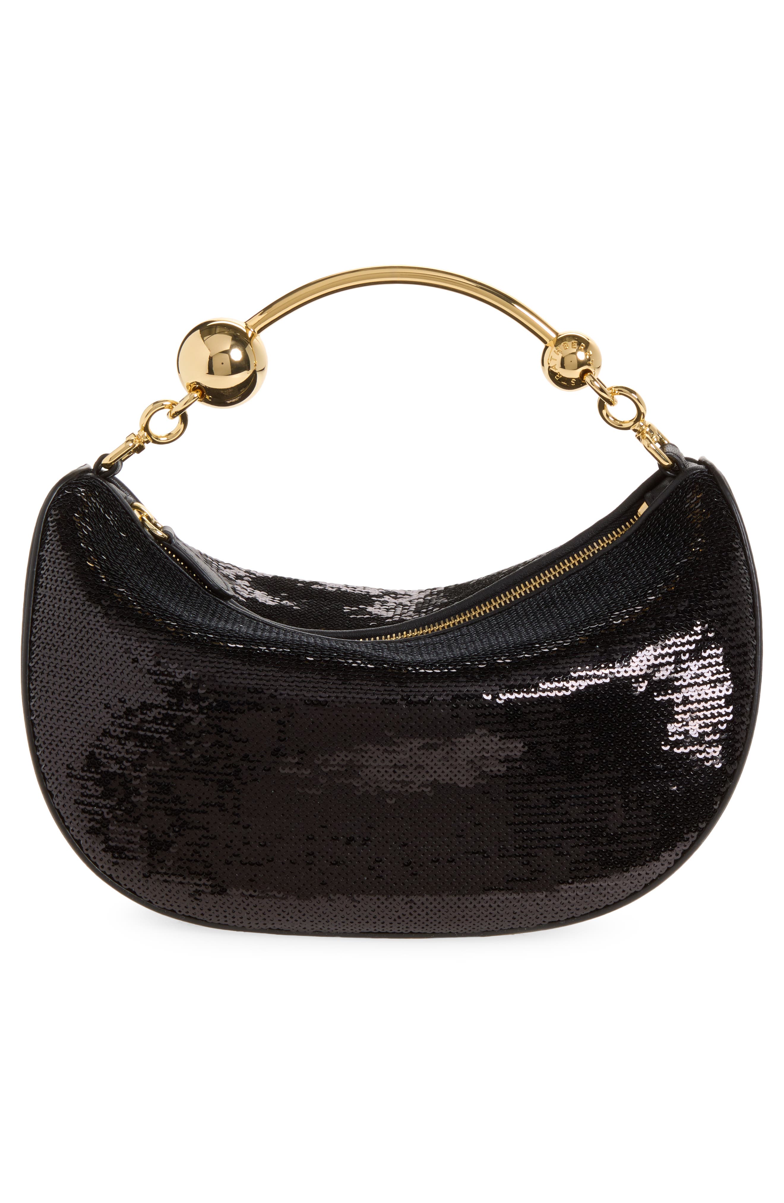 Crescent Mini Sequin Shoulder Bag, Alternate, color, BLACK