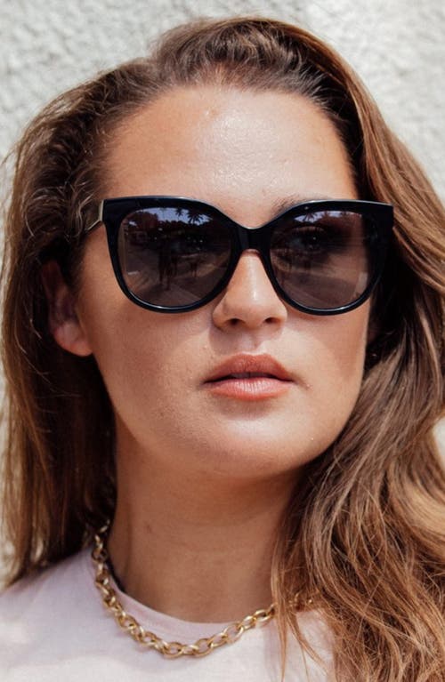 Mohala Eyewear Pikake 55mm Low Bridge Medium Width Polarized Cat Eye Sunglasses In Black Lava