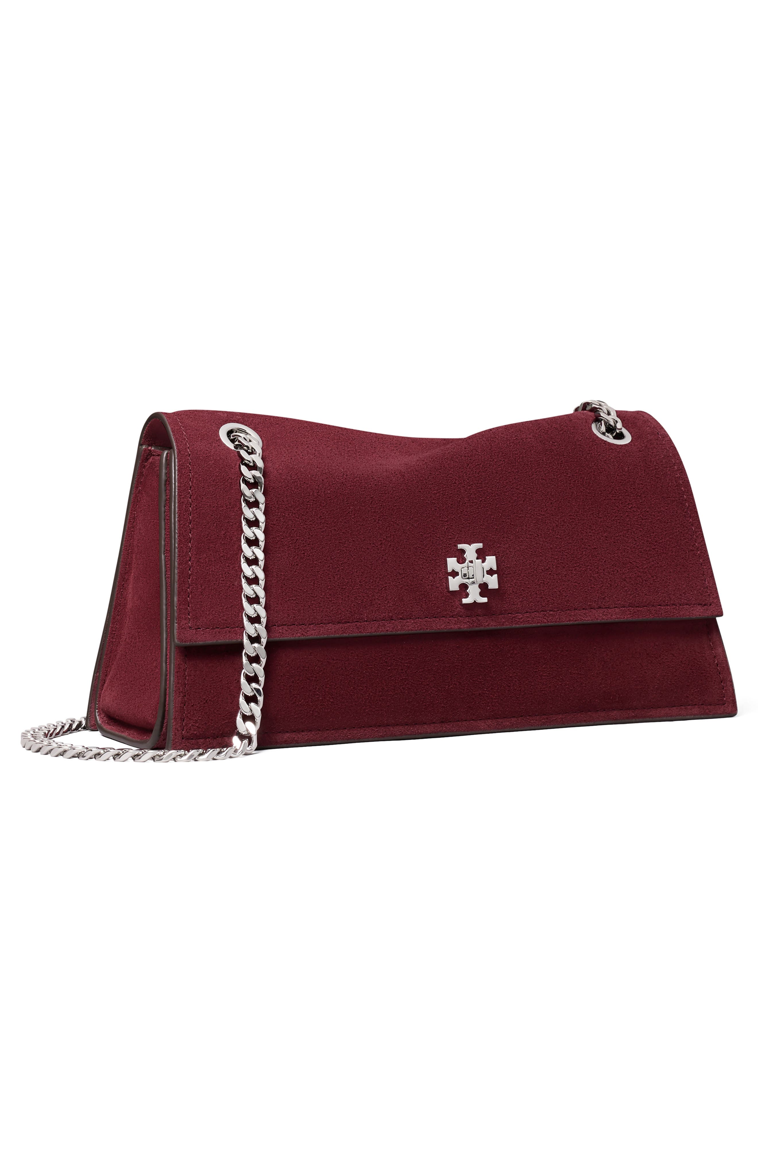 Kira Turnlock Suede Convertible Shoulder Bag, Alternate, color, MERLOT