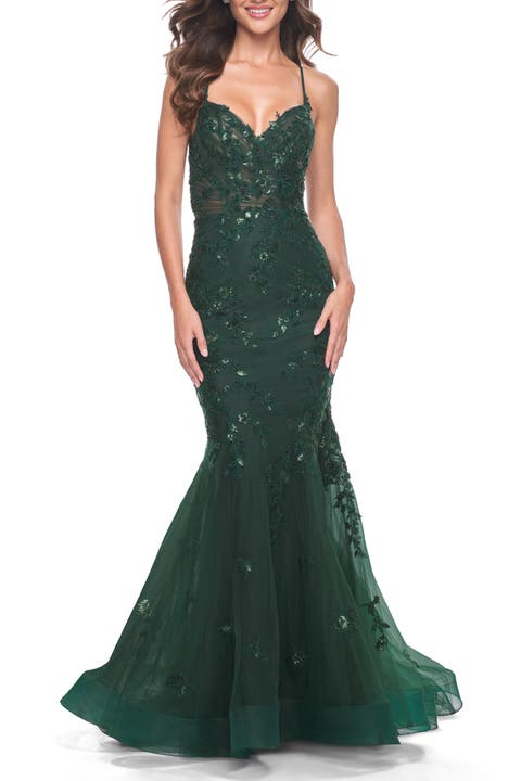Mermaid Prom Dress with Sequin Beaded Applique